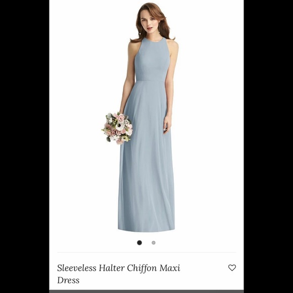 NWT Dessy/Thread Halter Chiffon Dress in  Mist 4 - Picture 1 of 6